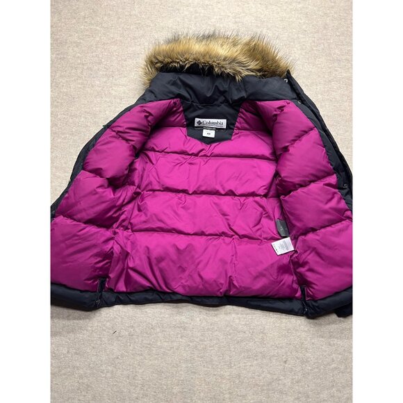 Columbia Faux Fur Hooded Black Down Fill Winter Parka Women's Size Medium - Picture 6 of 11